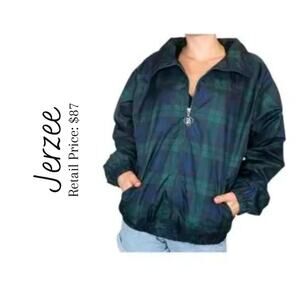 Retro / Vintage 90s Jerzees Plaid Windbreaker Quarter Zip Pullover